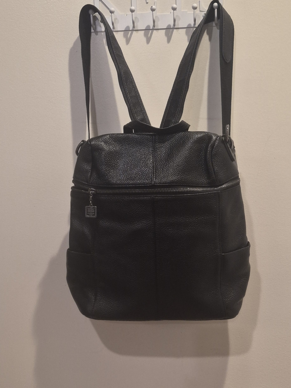 Black Women's Leather-Look Backpack